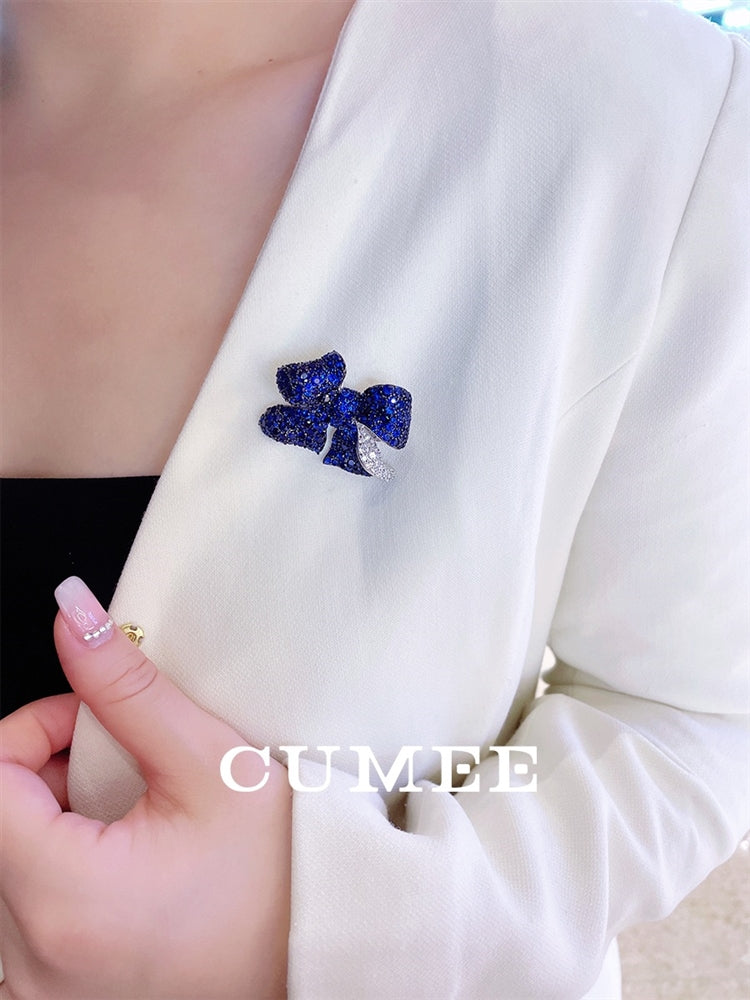 CUMEE 925 Sterling Silver Butterfly Brooch for Women Gold Plated Lab Created Gemstone Party Anniversary Gift