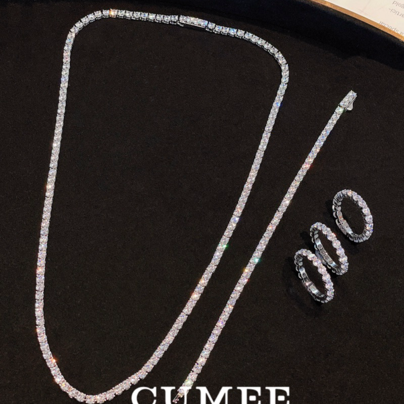 CUMEE Tennis Rings 925 sterling silver 3mm Cubic Zirconia Round Cut for Women Fine Jewelry