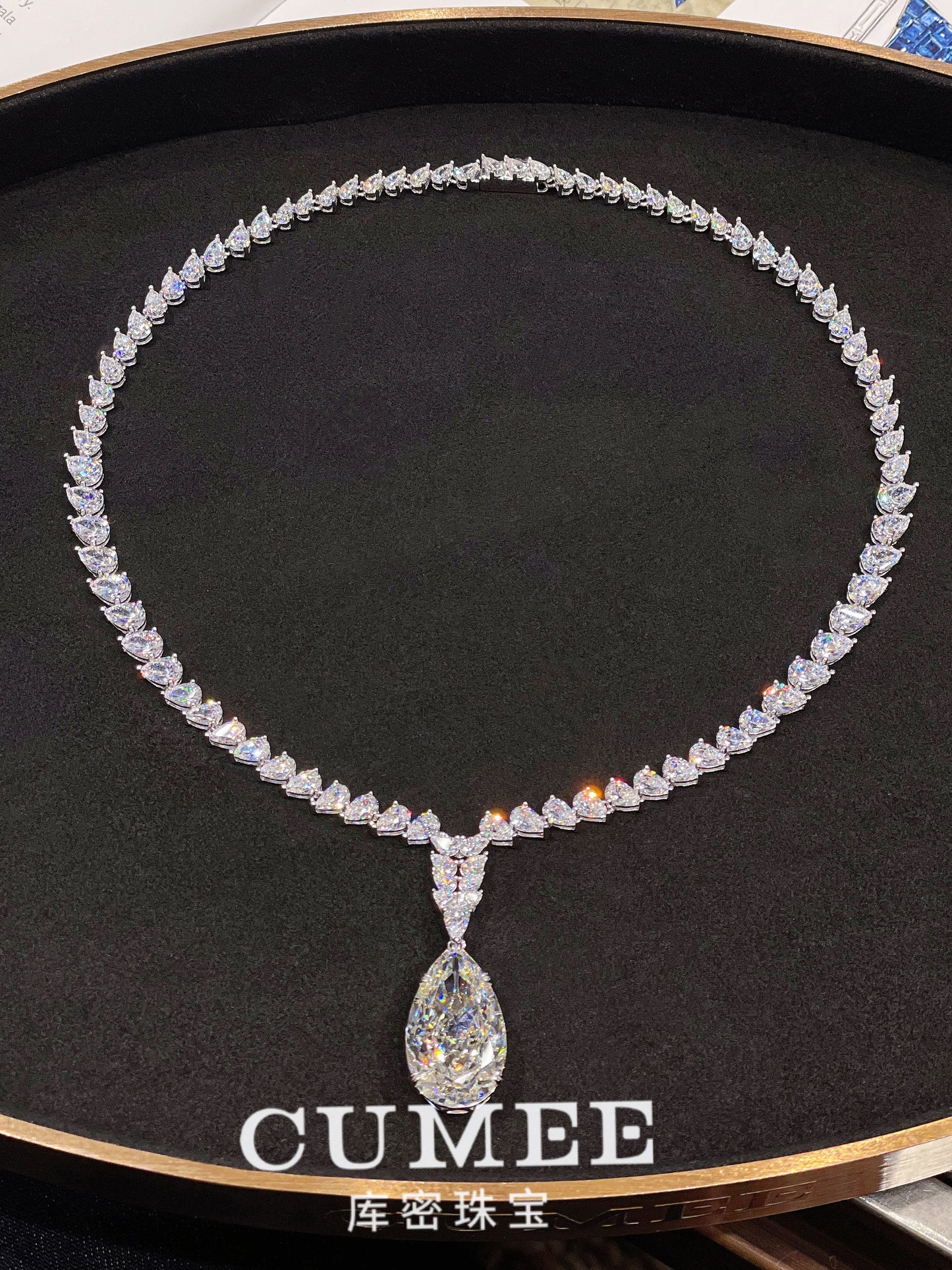 CUMEE High Carbon Diamond Pendant Necklace for Women Wedding Bride Bridemaid Luxury High Grade Necklace 925 Silver Plated Gold