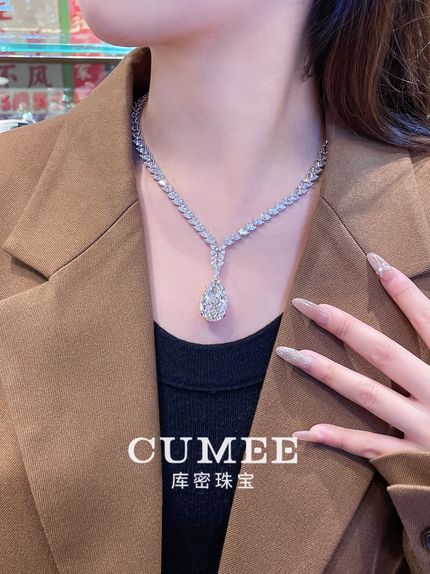 CUMEE High Carbon Diamond Pendant Necklace for Women Wedding Bride Bridemaid Luxury High Grade Necklace 925 Silver Plated Gold