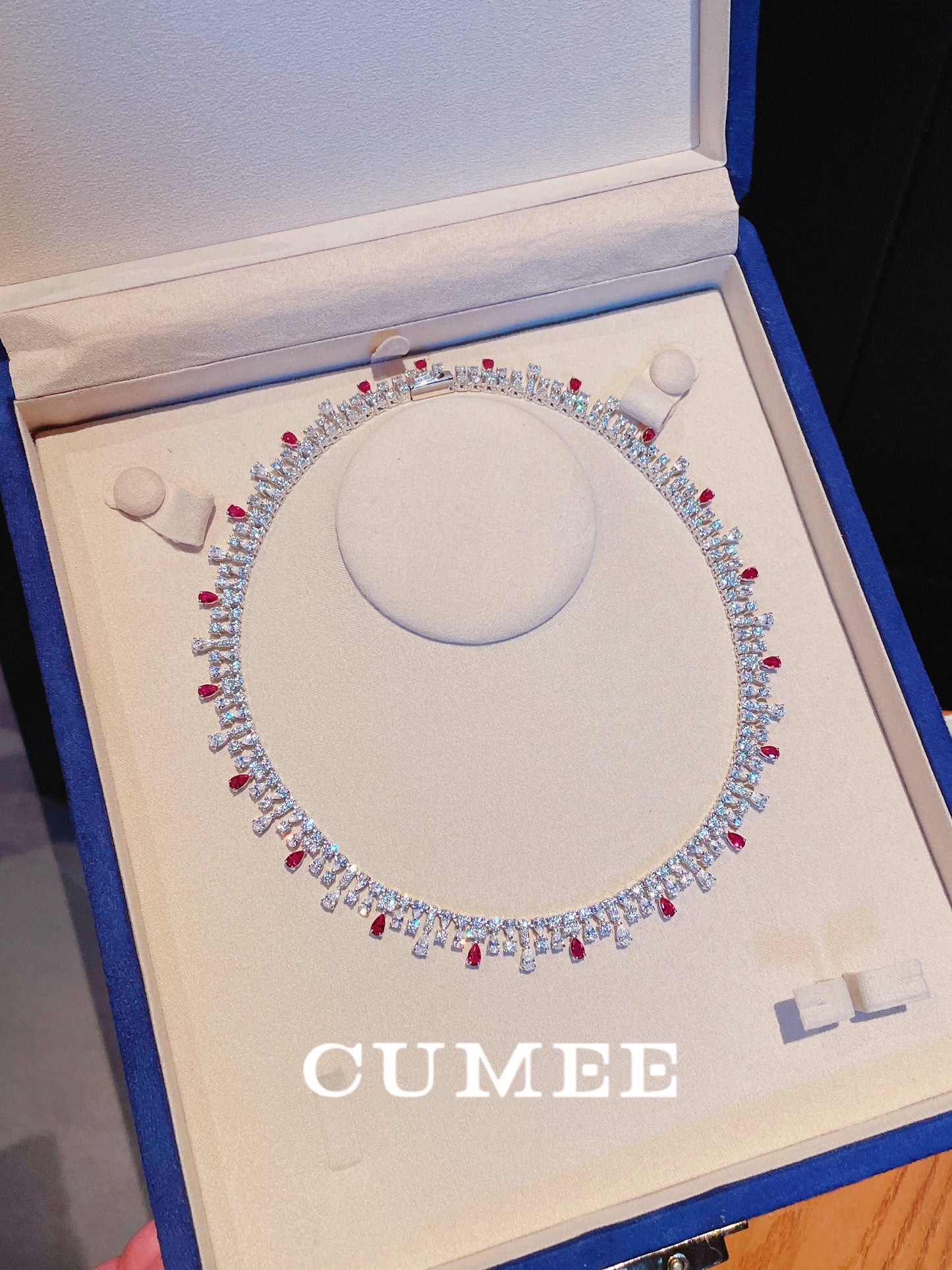 CUMEE Spring and Summer Fashion Cultivates Ruby Necklace for Women 925 Sterling Silver Chain Necklaces Gold-plated