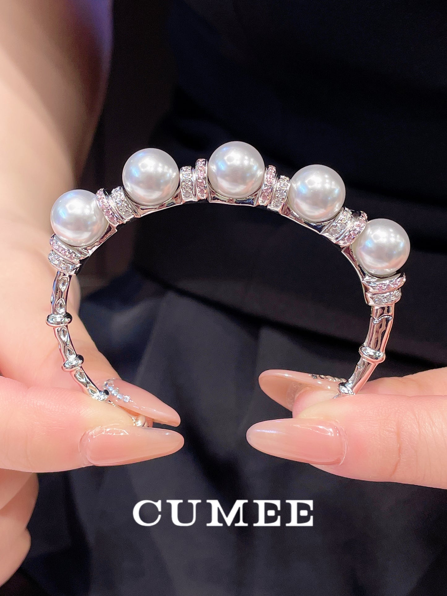 Fine 925silver Bracelets Open Bangle Bracelet Lab Artificial Australian White Pearl Silver Gold Plating Fashion Jewelry