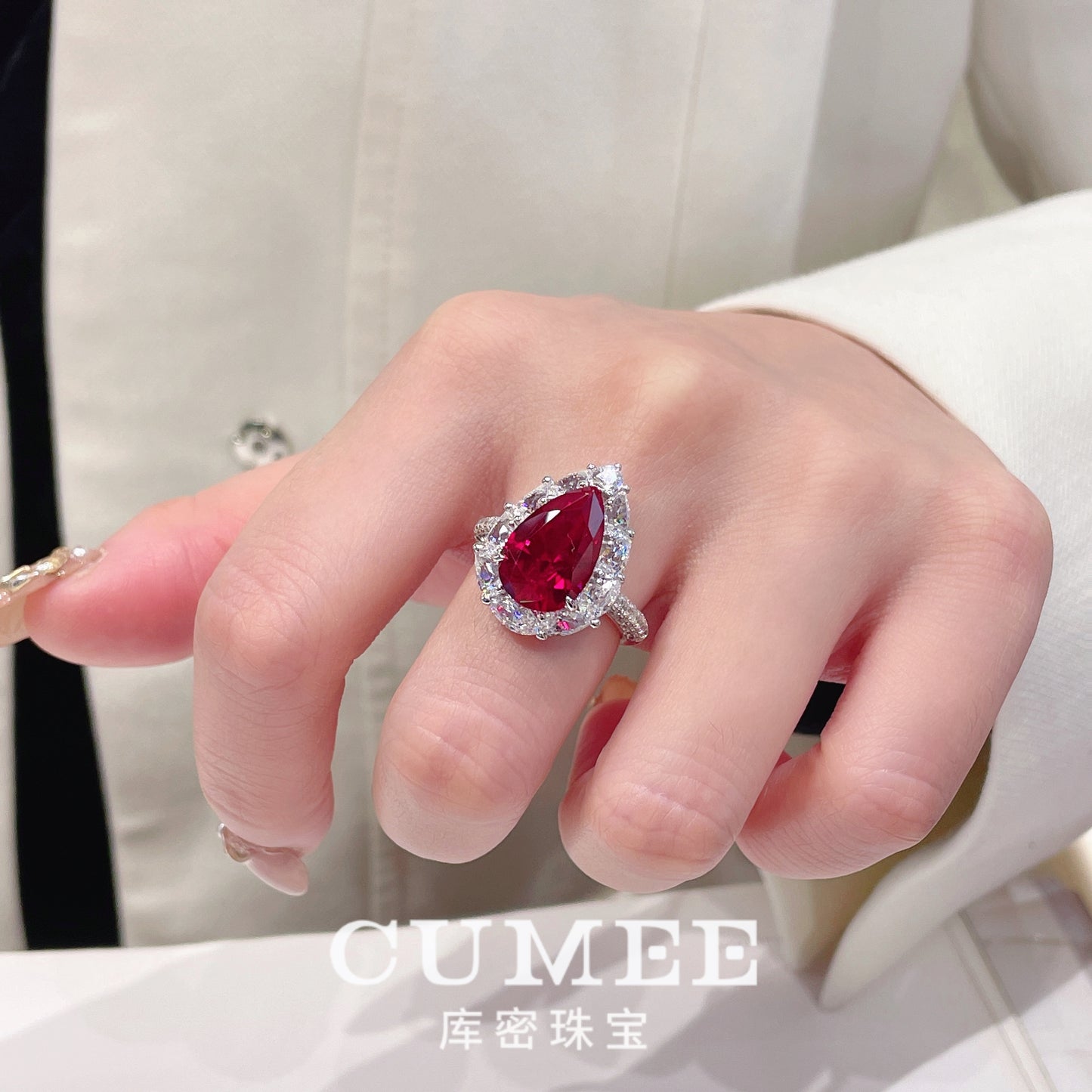 Lab-Cultured Ruby Jewelry Set in 925 Silver