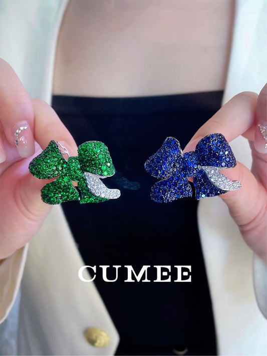 CUMEE  925 Sterling Silver Butterfly Brooch for Women Gold Plated Lab Created Gemstone Party Anniversary Gift