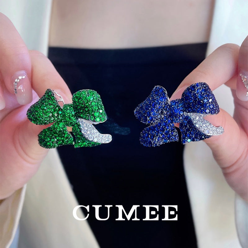 CUMEE  925 Sterling Silver Butterfly Brooch for Women Gold Plated Lab Created Gemstone Party Anniversary Gift