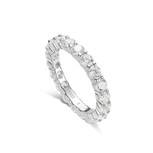 CUMEE Tennis Rings 925 sterling silver 3mm Cubic Zirconia Round Cut  for Women Fine Jewelry