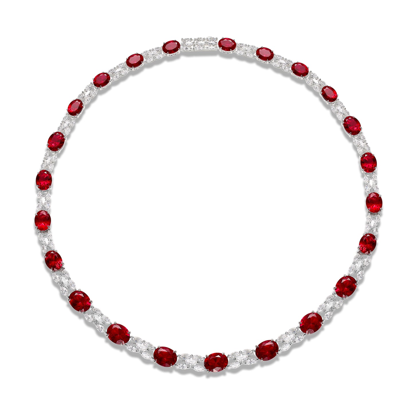 CUMEE Brand Fine Jewelry Cultivate Synthetic Ruby Gemstone CZ Necklace Women 925 Sterling Silver Gold Plated