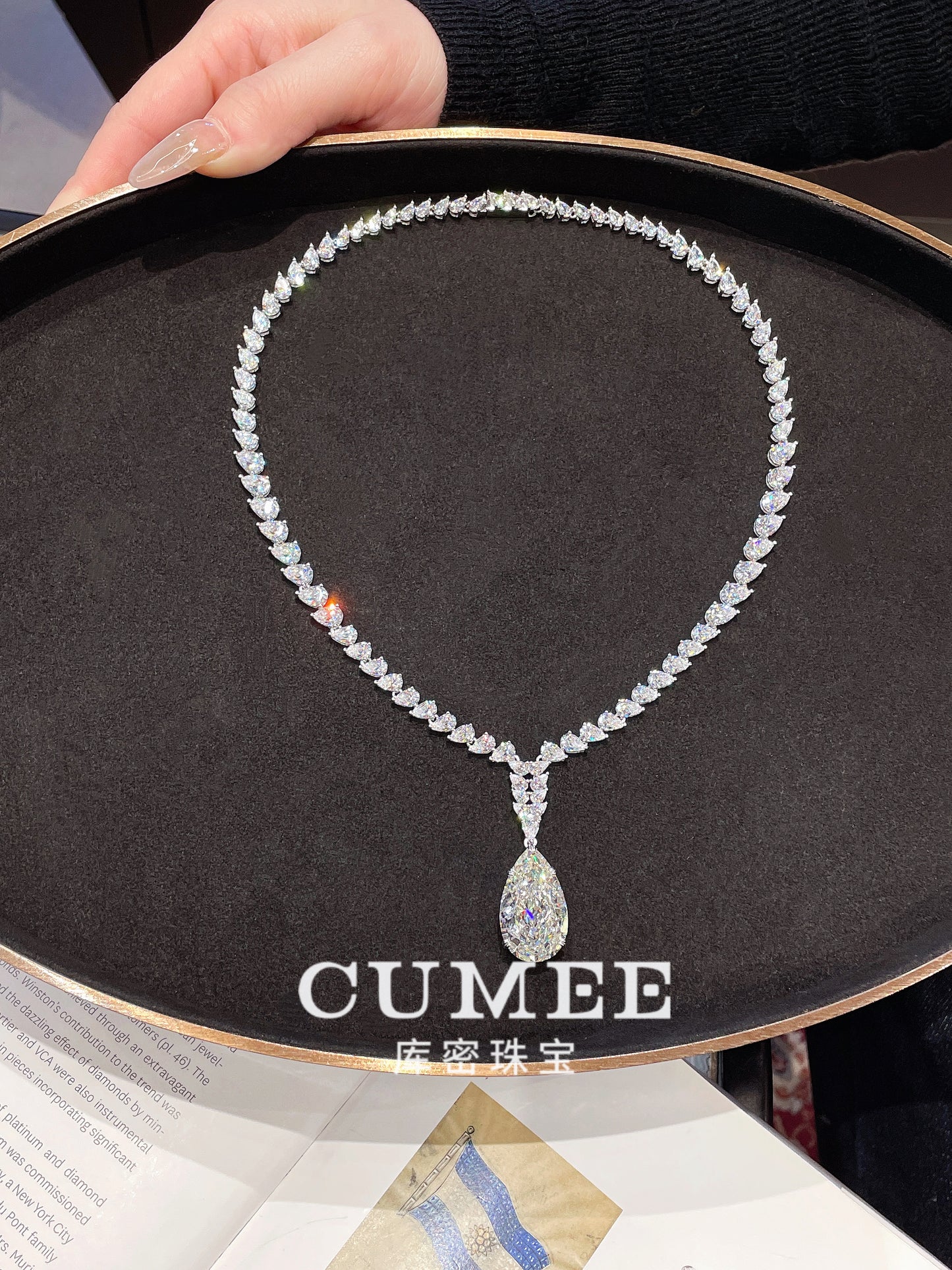 CUMEE High Carbon Diamond Pendant Necklace for Women Wedding Bride Bridemaid Luxury High Grade Necklace 925 Silver Plated Gold