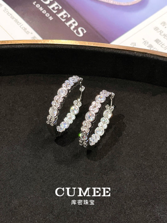 CUMEE Fashion Personalized D-color Artificial Synthetic High Carbon Diamond Earrings for Women. 925 Silver-plated Gold