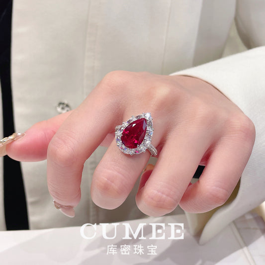 Lab-Cultured Ruby Jewelry Set in 925 Silver